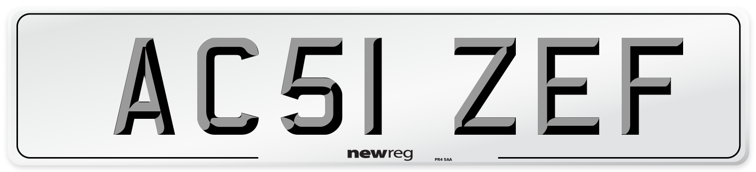 AC51 ZEF Number Plate from New Reg